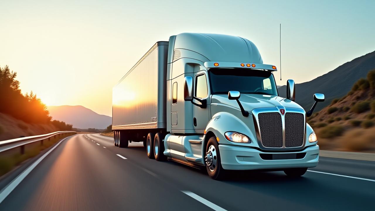 Modern logistics fleet on a California highway