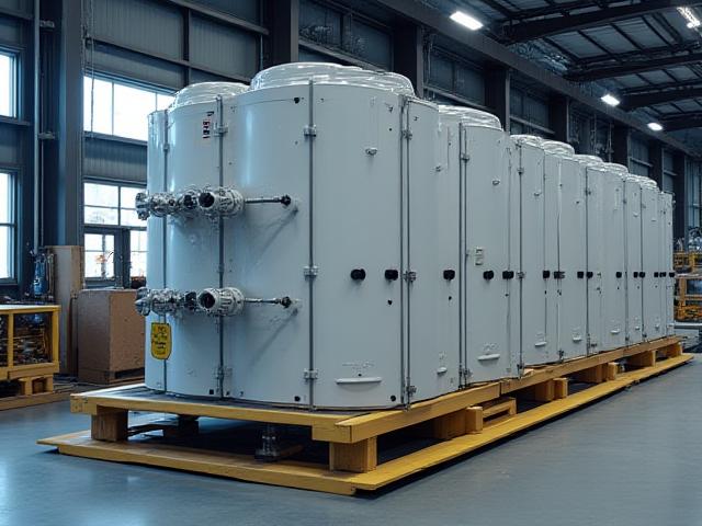 Industrial HVAC units being crane-loaded