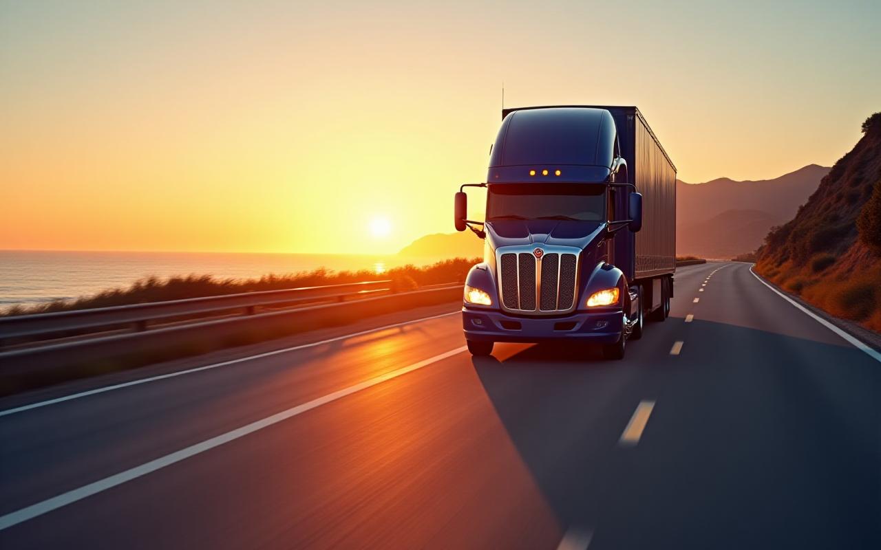 Modern logistics fleet on a Southern California highway