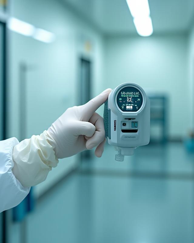 Medical professional checking temperature-controlled medical shipment