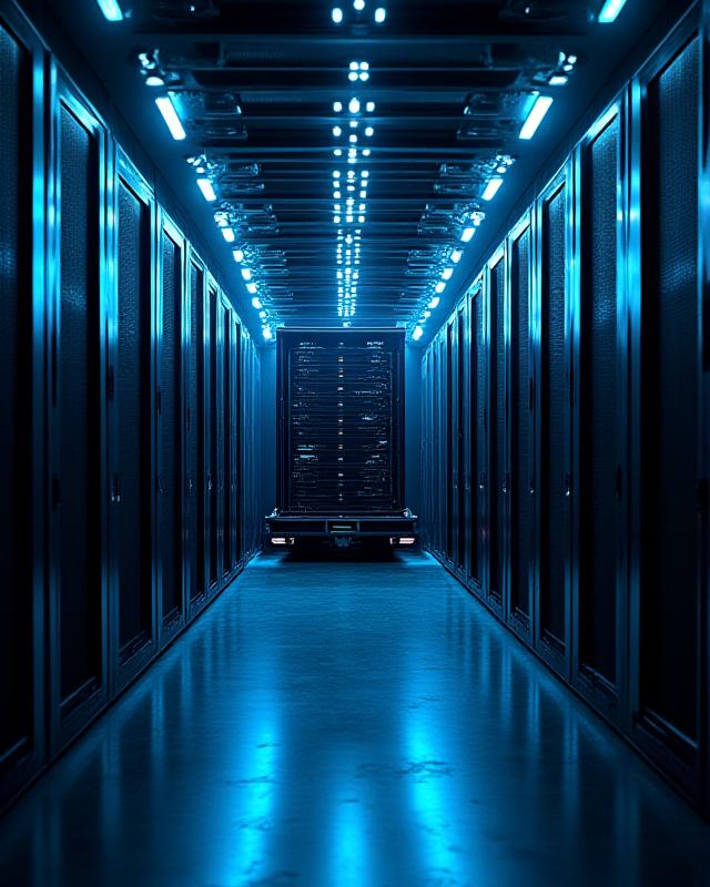 High-end server racks being securely loaded for transport