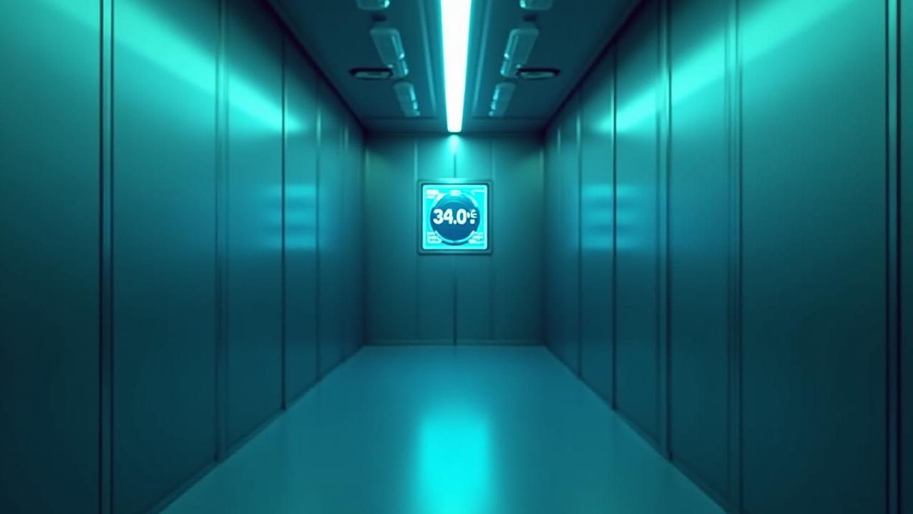 Interior of a modern high-tech refrigerated trailer with digital temperature dashboard
