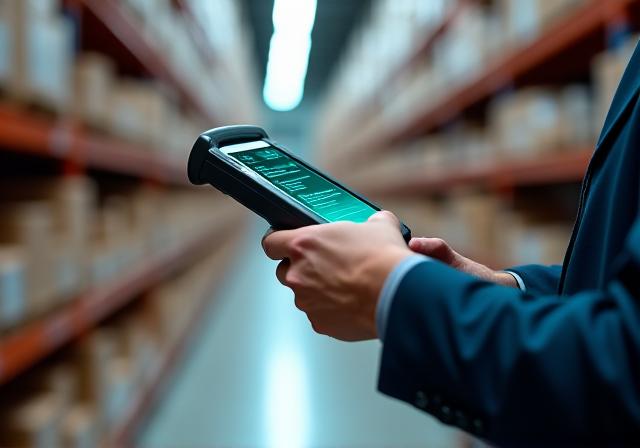 Warehouse staff performing inventory scanning with modern mobile devices